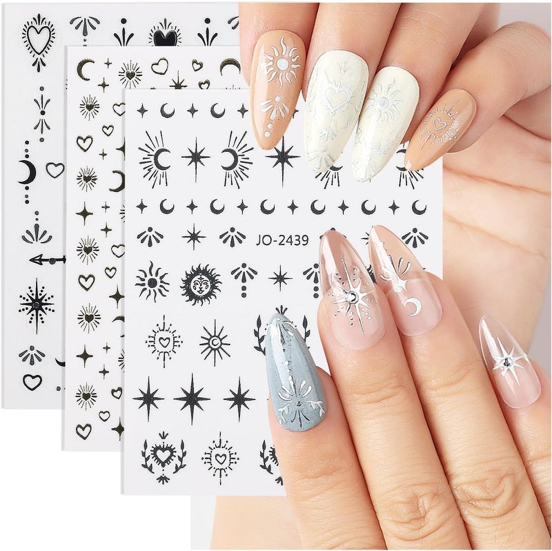 نيسيسكو نايسديكو 15 ورقة ملصقات فن الأظافر، ملصقات ثلاثية الأبعاد لمحيط وقواقع و��جوم ذاتية اللصق ملونة خفيفة الوزن مقاومة للماء، إكسسوارات تزيين وتصميم فن الأظافر - Image 4