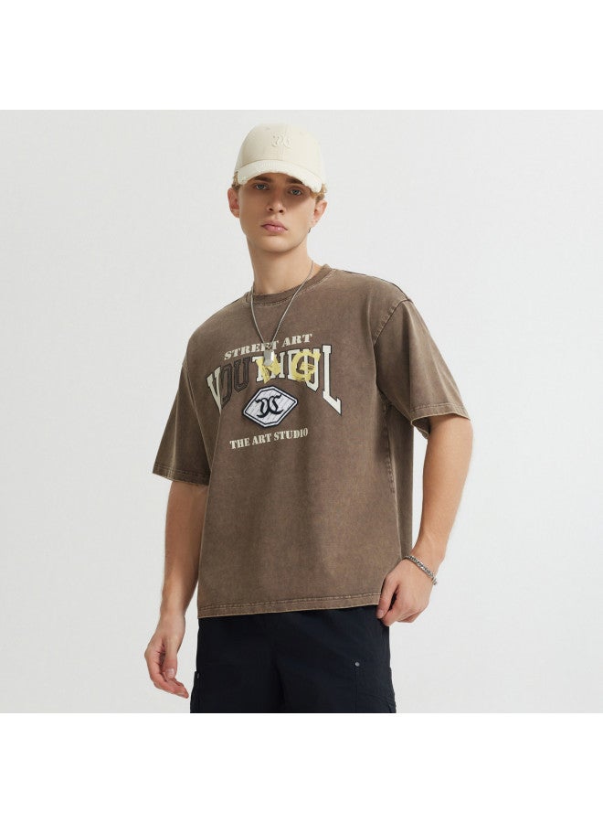 Cabbeen Men's Wear Colorful Preppy Style Washed Print Short-sleeve T-shirt Summer New Arrival Same As In Department Stores - Image 2