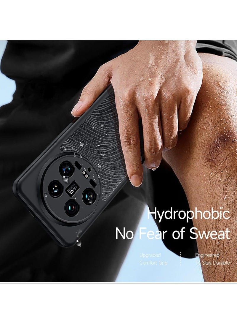 Arabest Case Compatible with Xiaomi 14 Ultra, Translucent Matte Frosted Back Phone Case Cover PC & TPU, Anti-Yellowing Anti-Fingerprint Shockproof Protective Cover - black - Image 5