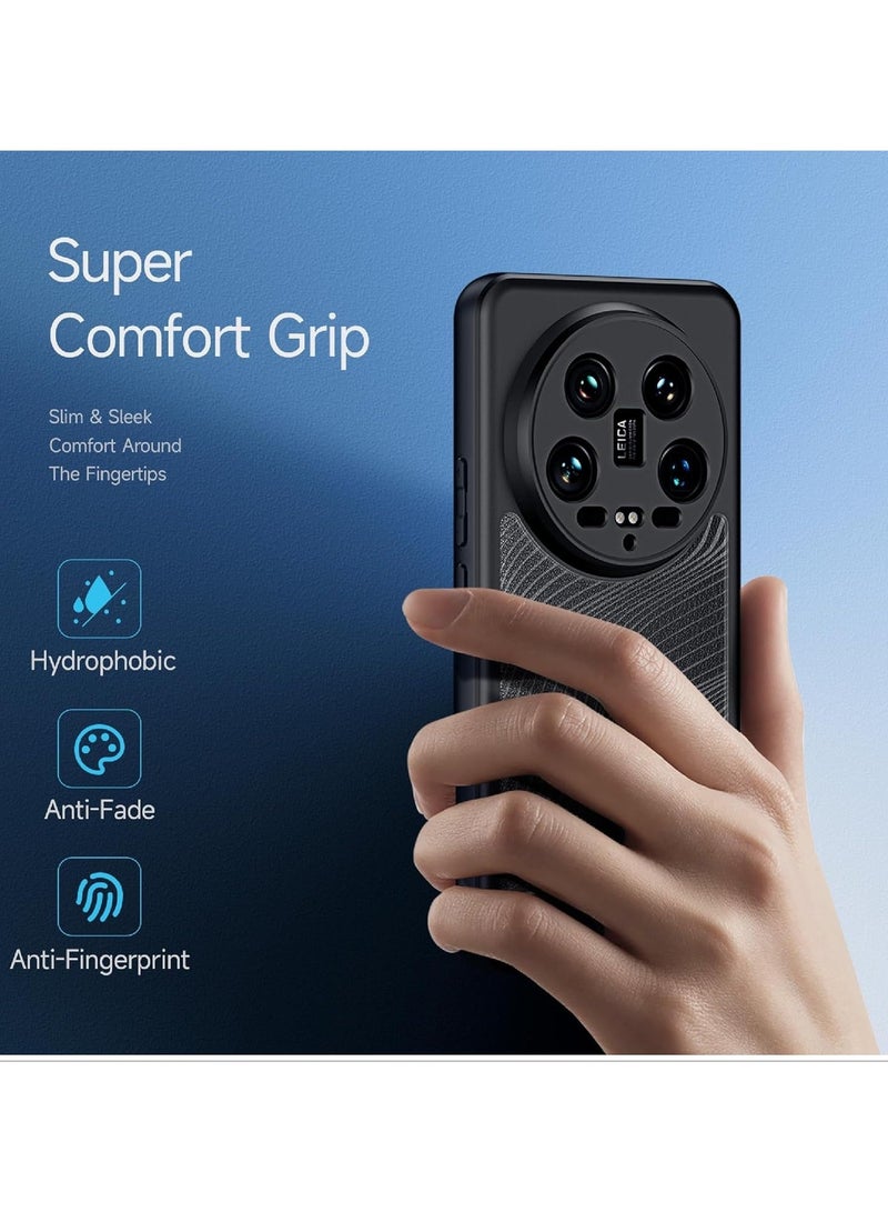 Arabest Case Compatible with Xiaomi 14 Ultra, Translucent Matte Frosted Back Phone Case Cover PC & TPU, Anti-Yellowing Anti-Fingerprint Shockproof Protective Cover - black - Image 3