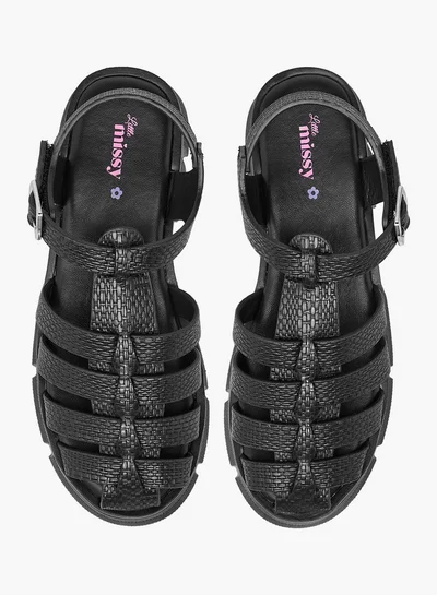 Little Missy Strappy Flatform Sandals with Hook and Loop Closure