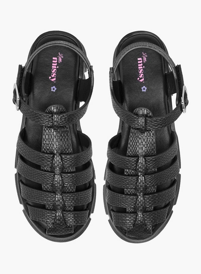 Little Missy Strappy Flatform Sandals with Hook and Loop Closure - Image 2