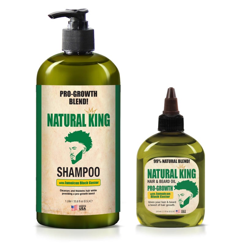SFC Natural King Jamaican Black Castor Shampoo(33.8 oz) and Pro-Growth Hair & Beard Oil (7.1 oz) Set for Nourishing Hair Growth - Image 1