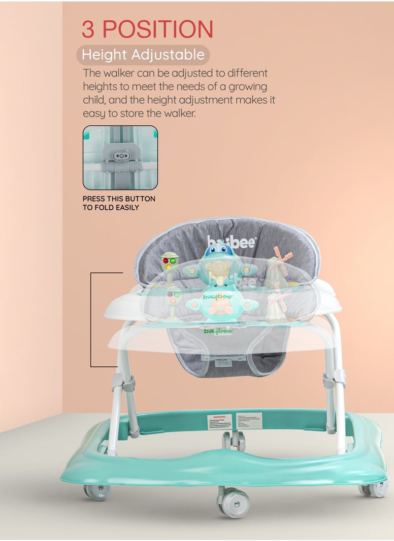 BAYBEE Hopper Baby Walker for Kids, Foldable Kids Walker with 3 Position Adjustable Height & Musical Toy Bar Activity Walker for Toddlers Walker for Baby Boy Girl 6 to 18 Months Green  - Image 4