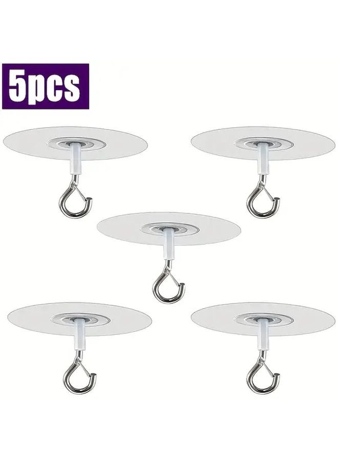 خطافات سقف ثقيلة بدون حفر 5 قطع، لاصق قوي، إزالة بدون تلف لتزيين المنزل - Image 1