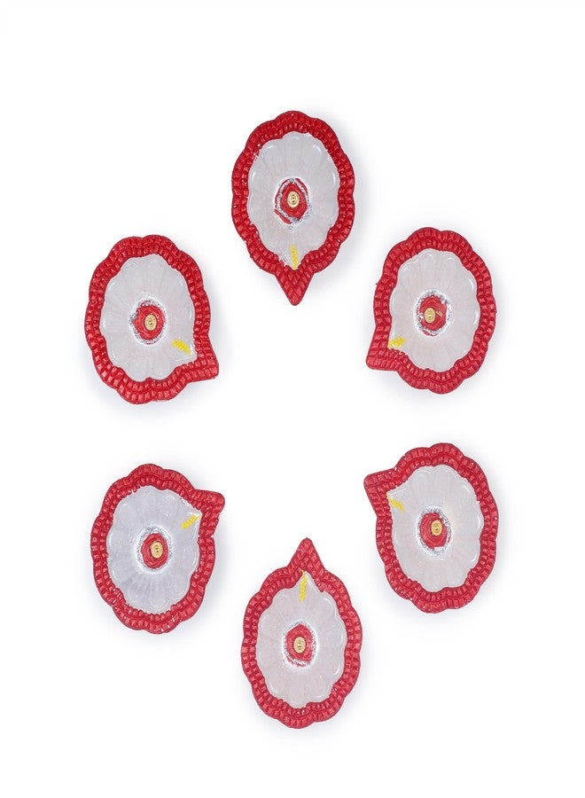 ارتيسينيا مجموعة فاخرة من 6 مصابيح طينية مصنوعة يدويًا من الطين، مثالية لتزيين المنزل في ديوالي/نافاراتري، مصباح زيتي، حامل شموع، ديكور منزلي، هدايا للمهرجانات، أدوات للعبادة. - Image 5