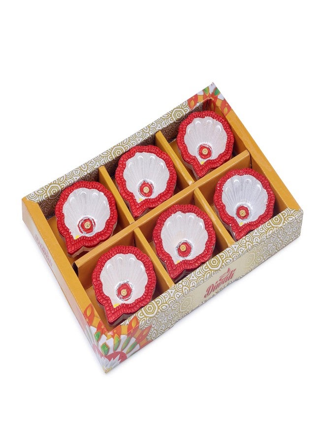 ارتيسينيا مجموعة فاخرة من 6 مصابيح طينية مصنوعة يدويًا من الطين، مثالية لتزيين المنزل في ديوالي/نافاراتري، مصباح زيتي، حامل شموع، ديكور منزلي، هدايا للمهرجانات، أدوات للعبادة. - Image 1