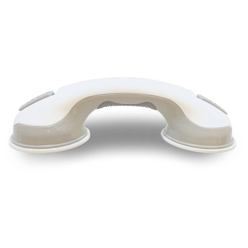 Safe-er-Grip عصا سحب آمنة Safe-er-Grip لتغيير أنماط الحياة مع أكواب شفط لحمامات الاستحمام والدش؛ مقبض مساعد آمن للحمام، أبيض ورمادي، 12 بوصة - Image 1