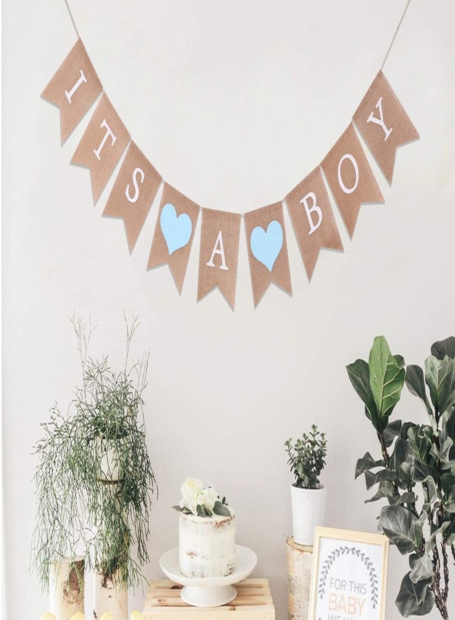 WAWOO Burlap Banner for Baby Boy Shower - Baby Boy Shower Decorations,Its A Boy Burlap Banner,Best Boys Birthday Party Supplies (Its A Boy Burlap Banner) - Image 3