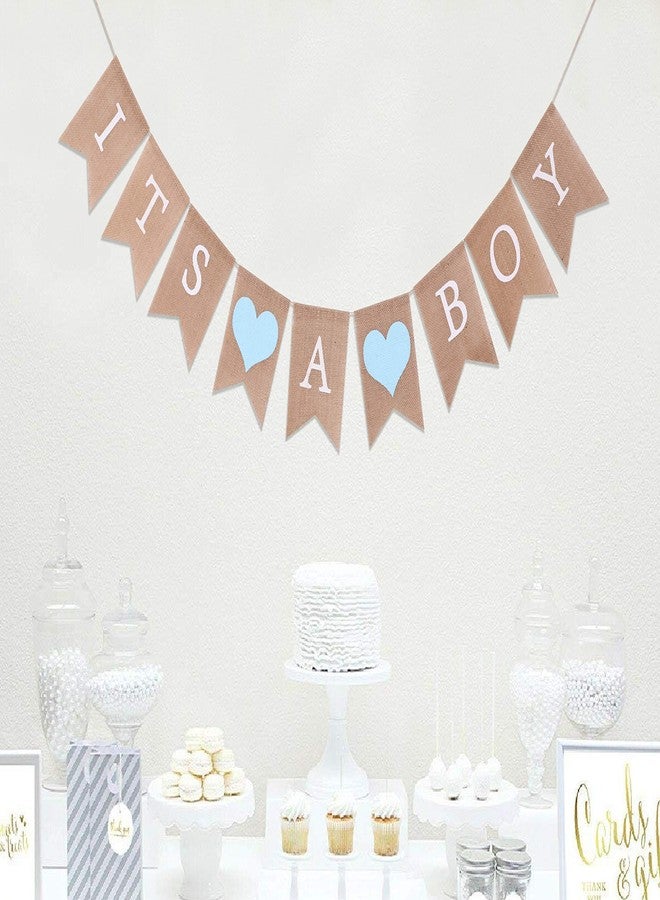 WAWOO Burlap Banner for Baby Boy Shower - Baby Boy Shower Decorations,Its A Boy Burlap Banner,Best Boys Birthday Party Supplies (Its A Boy Burlap Banner) - Image 4