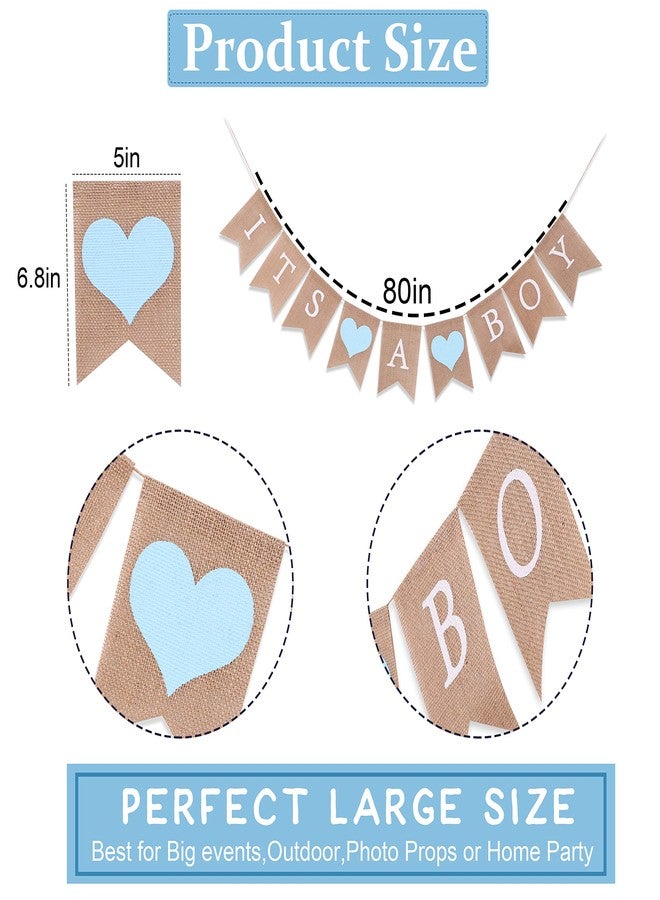 WAWOO Burlap Banner for Baby Boy Shower - Baby Boy Shower Decorations,Its A Boy Burlap Banner,Best Boys Birthday Party Supplies (Its A Boy Burlap Banner) - Image 5