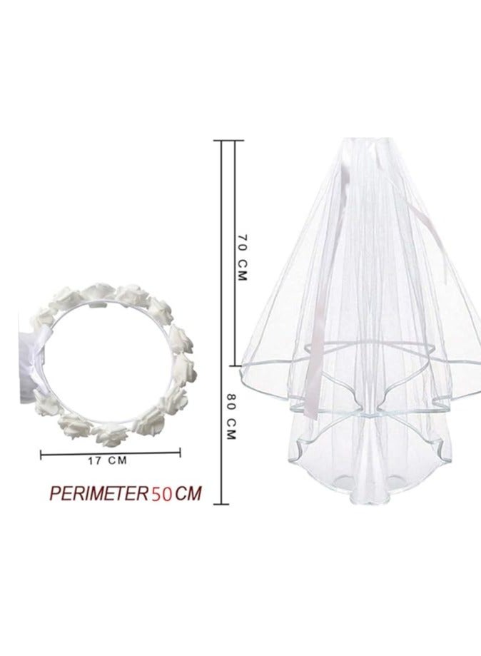 2 Pieces Bridal to Be Accessories, Bride to be Hen White Bridal Veil Bridal Wedding Bridal Shower Band Hen Party Sash Hen Do Night Hen Night Shower Bridal Shower Costumes - Image 2