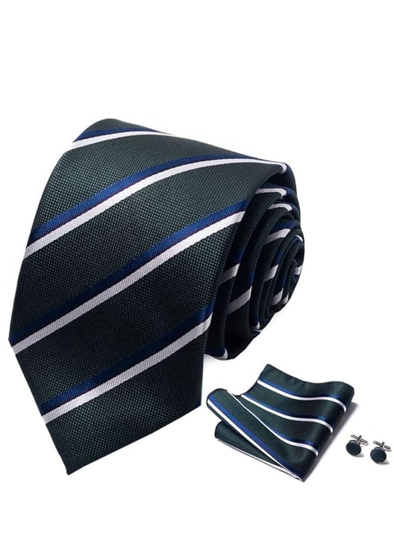 KCDMBUE Ties for Men Set with Pocket Square Cufflink and Tie Clip | Necktie Handkerchief in Gift Box  - Image 1