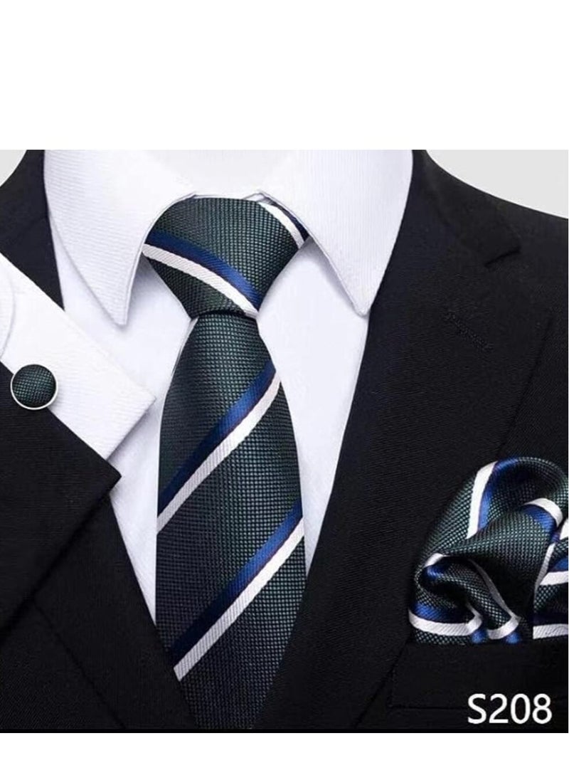 KCDMBUE Ties for Men Set with Pocket Square Cufflink and Tie Clip | Necktie Handkerchief in Gift Box  - Image 2