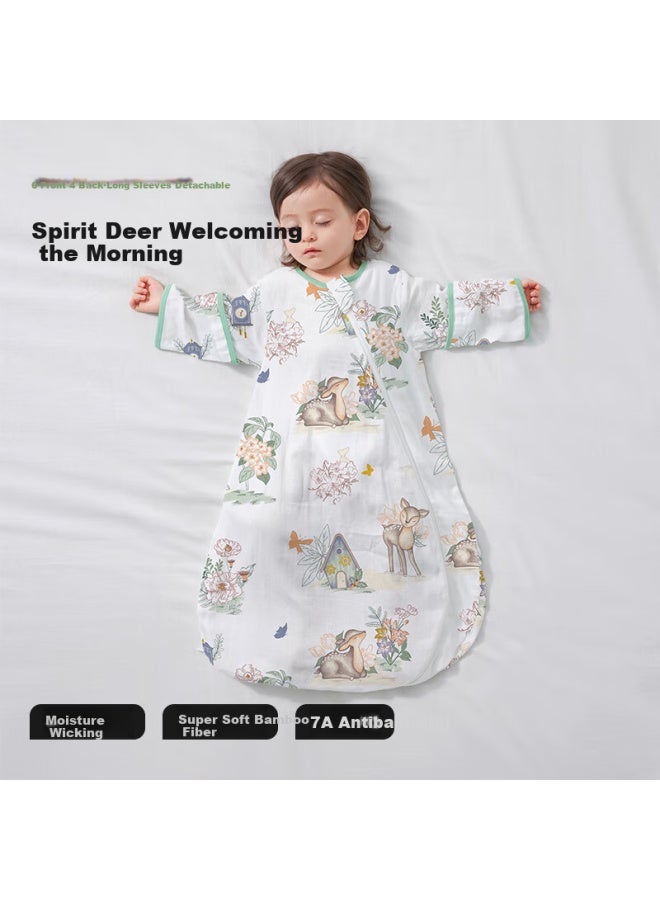 Beipesi Children's Sleeping Bag, Spring And Autumn Bamboo Cotton Gauze, Baby Sleepwear, Integrated Infant Anti-kick Blanket, Sleeping Bag, Front 6 Back 4, Linglu, XL