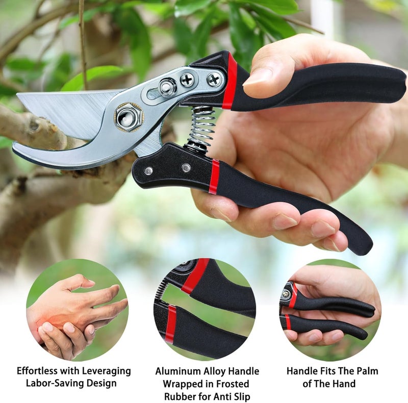 Kynup Pruning Shears for Gardening, Garden Shears Heavy Duty, Bonsai Cutters Shears Pruners, Hedge Clippers, Rose Trimmer Hand Clippers Gardening (Red Black) - Image 3