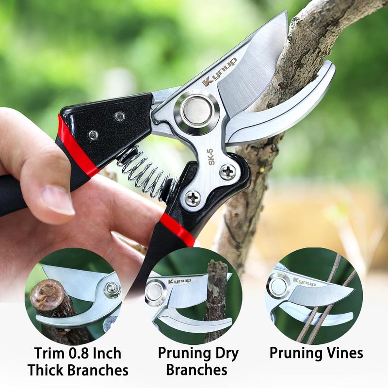 Kynup Pruning Shears for Gardening, Garden Shears Heavy Duty, Bonsai Cutters Shears Pruners, Hedge Clippers, Rose Trimmer Hand Clippers Gardening (Red Black) - Image 4