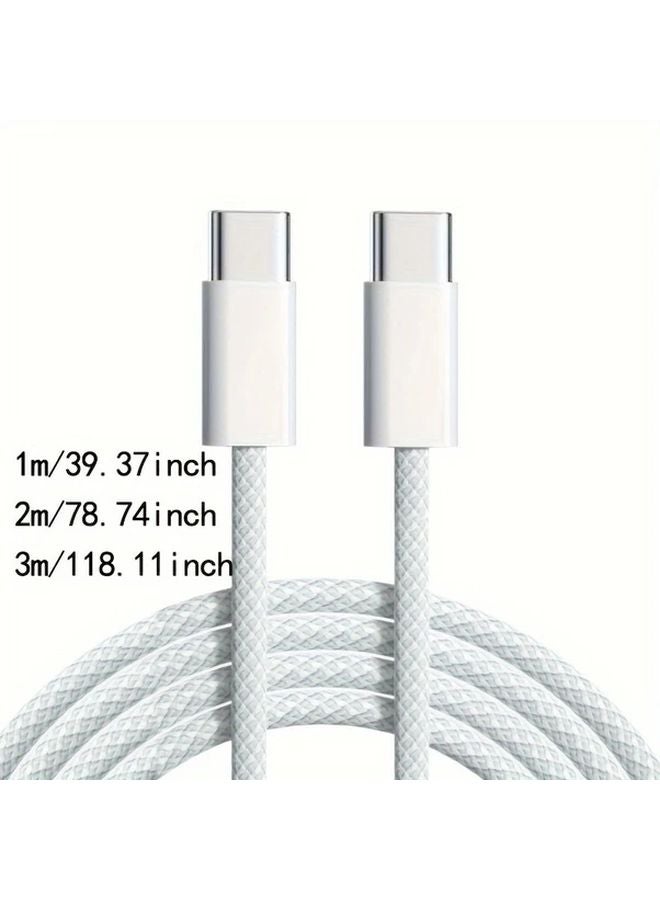 كابل الشحن السريع الأزرق من USB C إلى C مقاس 39-37 بوصة متوافق مع آيفون 15، سامسونج جالاكسي S22، S21، نوت 20، بيكسل - Image 3
