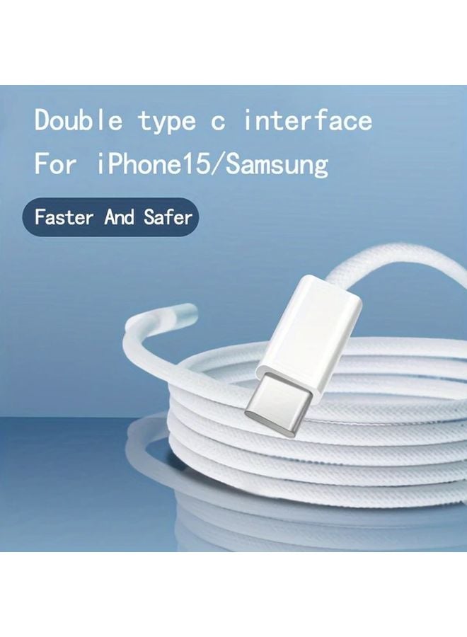 كابل الشحن السريع الأزرق من USB C إلى C مقاس 39-37 بوصة متوافق مع آيفون 15، سامسونج جالاكسي S22، S21، نوت 20، بيكسل - Image 5