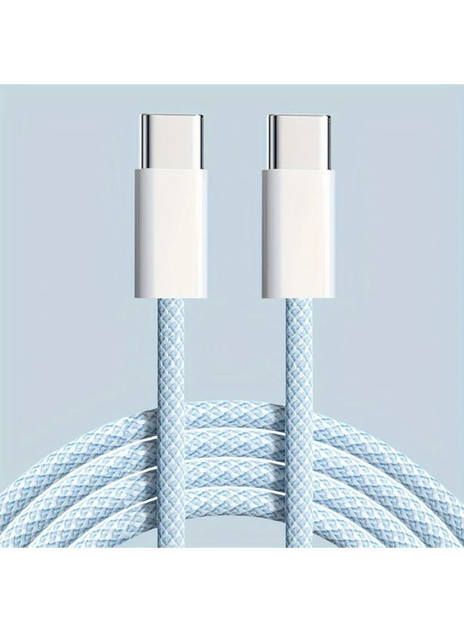 كابل الشحن السريع الأزرق من USB C إلى C مقاس 39-37 بوصة متوافق مع آيفون 15، سامسونج جالاكسي S22، S21، نوت 20، بيكسل - Image 1