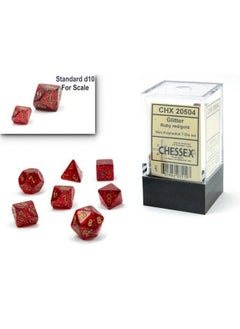 Chessex Dice Set 10Mm Glitter Red/Gold Polyhedral Dice Set Dungeons And Dragons D&D Dnd Ttrpg Dice Includes 7 Dice D4 D6 D8 D10 D12 D20 D% (Chx20504)  - Image 3