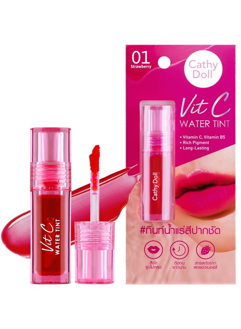 Cathy Doll Vit C Water Tint – Strawberry (01) | Vitamin C Lip Tint | Long-Lasting, Hydrating Color - Image 1