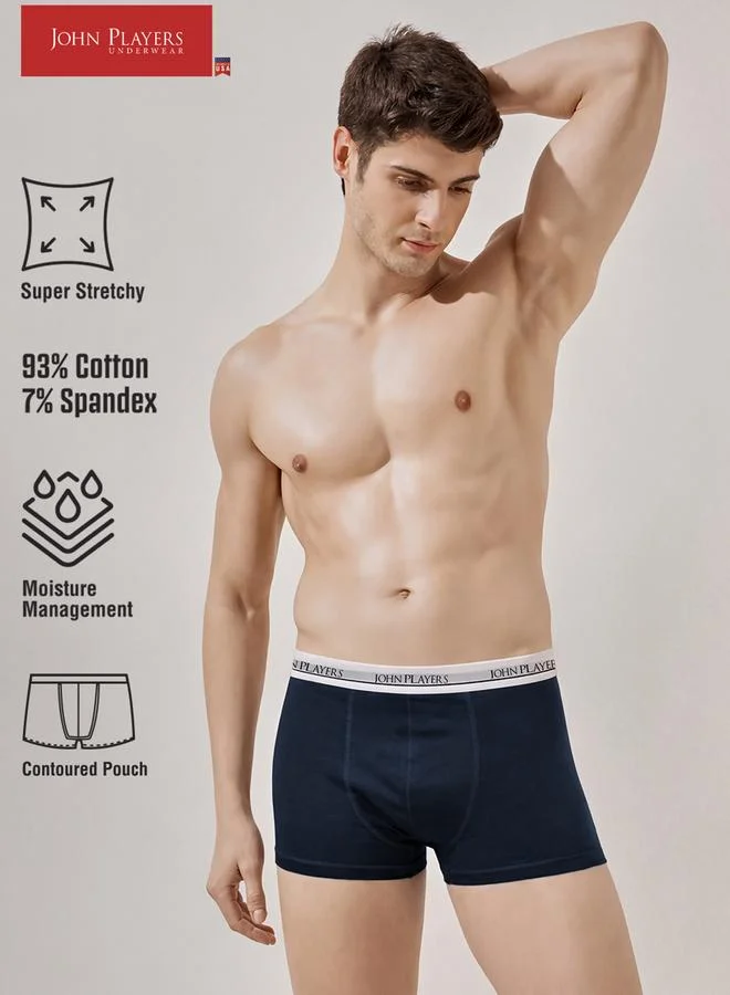 John Players Pack of 2 - Multi-Color Cotton Trunks with Printed Logo Waistband