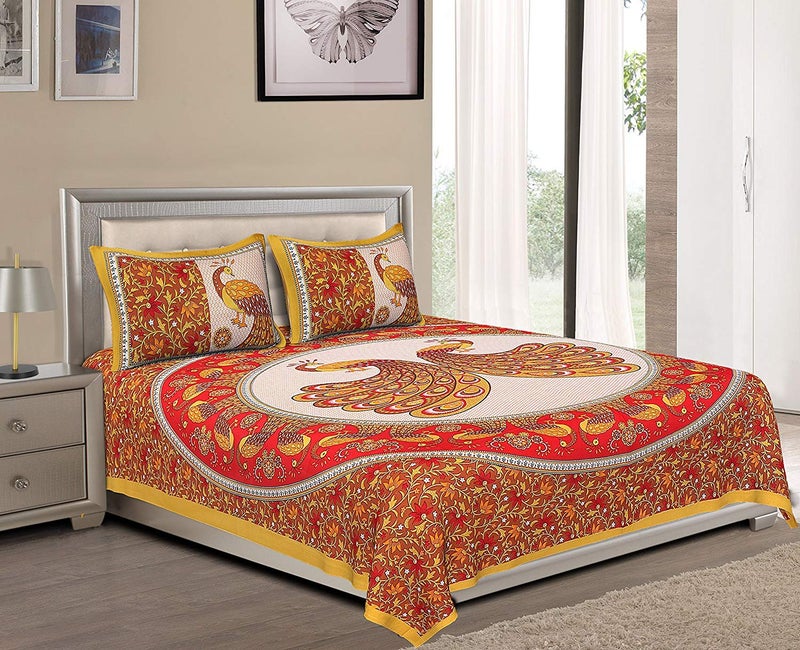 E Elma 100 Pure Cotton Rajasthani Tradition King Size Jaipuri Double Bedsheets with 2 Pillow Covers Jaipuri Bedspreads - Image 2