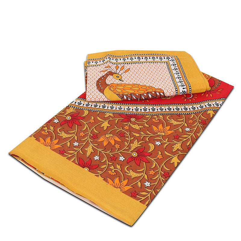 E Elma 100 Pure Cotton Rajasthani Tradition King Size Jaipuri Double Bedsheets with 2 Pillow Covers Jaipuri Bedspreads - Image 4