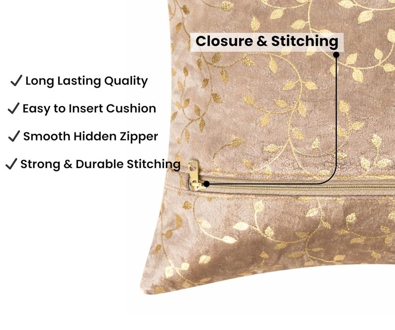 RD TREND Velvet Cushion Covers, 45 x 45 cm/18 x 18 inches,Pack of 5,250 TC, Back Zipper (Brown) - Image 4