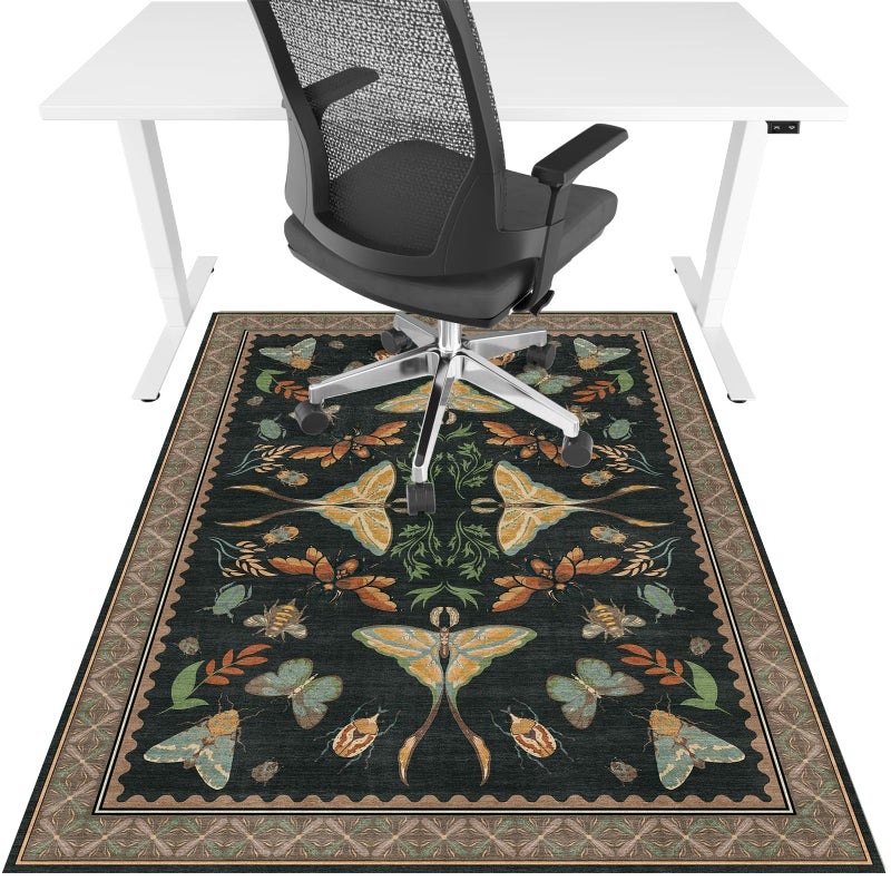 Lreedy Office Chair Mat for Hardwood Floor & Tile Floor,36"x48"Heavy Duty Desk Chair Mat for Hard Floors, Under Desk Rug for Rolling Computer Chair,Anti Slip,Low Pile Carpet Floor-Colorful Insects - Image 1