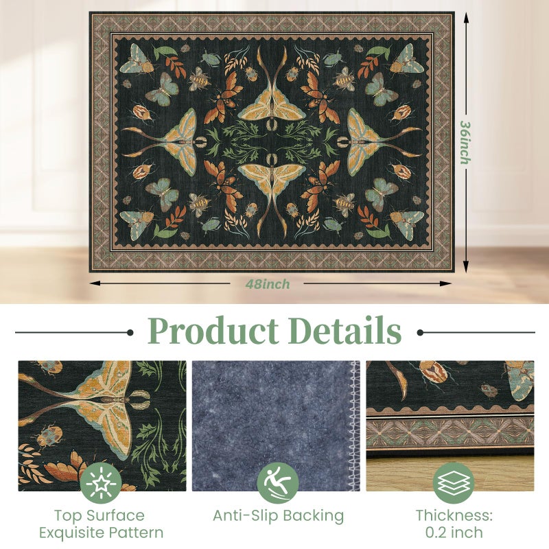 Lreedy Office Chair Mat for Hardwood Floor & Tile Floor,36"x48"Heavy Duty Desk Chair Mat for Hard Floors, Under Desk Rug for Rolling Computer Chair,Anti Slip,Low Pile Carpet Floor-Colorful Insects - Image 2