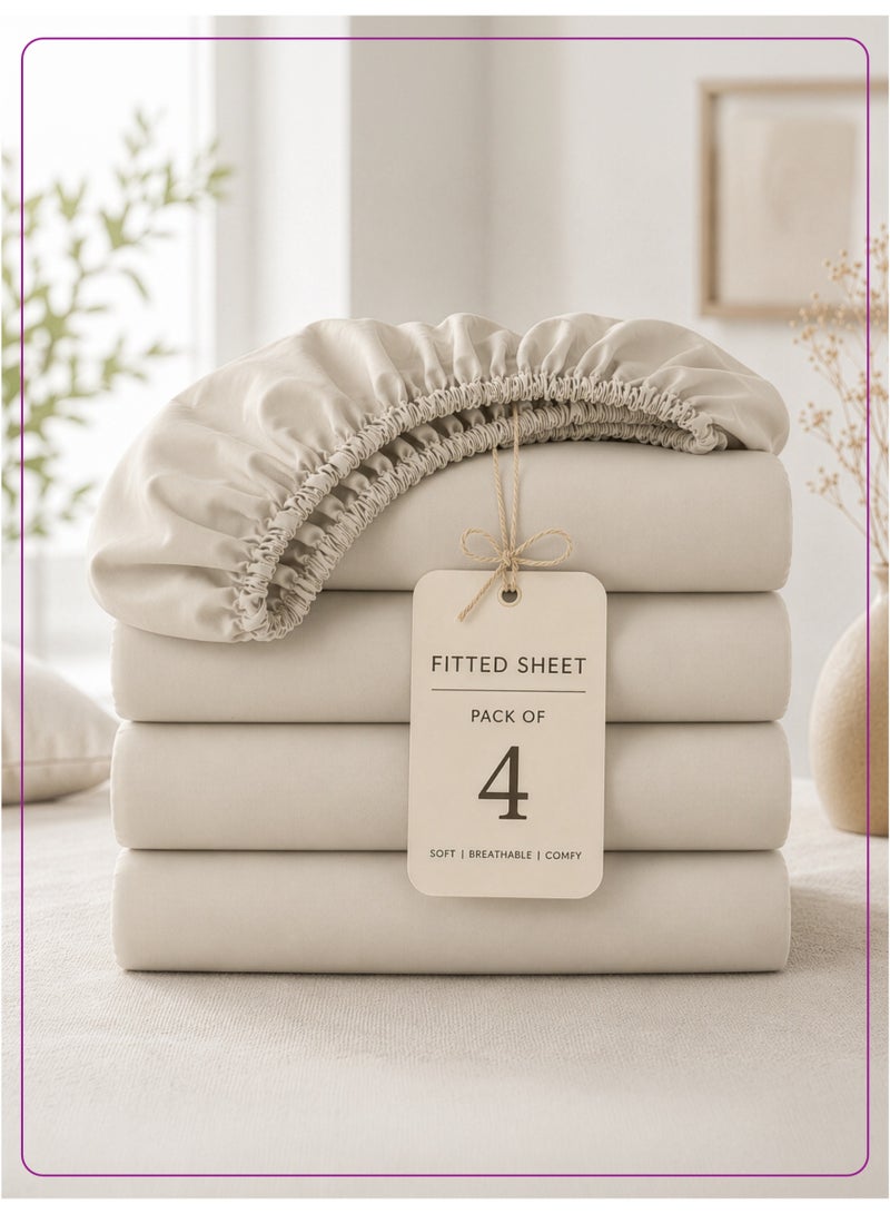 Donetella Super King Fitted Sheets 200x200 cm – Pack of 4 | OEKO-TEX Certified Brushed Microfiber | Deep Pocket with 360° All-Round Elastic | Ultra Soft, Wrinkle Resistant, Easy Care | Safe for Sensitive Skin - Image 1
