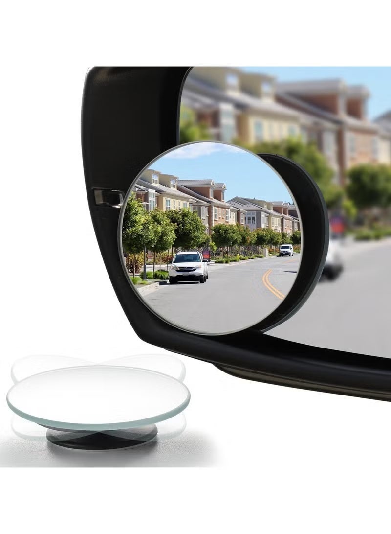 2 Pcs Car Blind Spot Mirrors，Blind Spot Mirror,Small Round Convex Adjustable 360° Rotation Wide Angle Rear View for All Vehicles Universal Car, 2" Round HD Glass Frameless Convex Rear View Mirrors Exterior Accessories with Wide Angle Adjustable Stick - Image 1