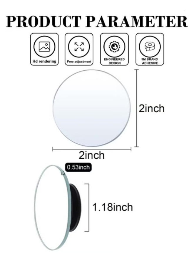2 Pcs Car Blind Spot Mirrors，Blind Spot Mirror,Small Round Convex Adjustable 360° Rotation Wide Angle Rear View for All Vehicles Universal Car, 2" Round HD Glass Frameless Convex Rear View Mirrors Exterior Accessories with Wide Angle Adjustable Stick - Image 3