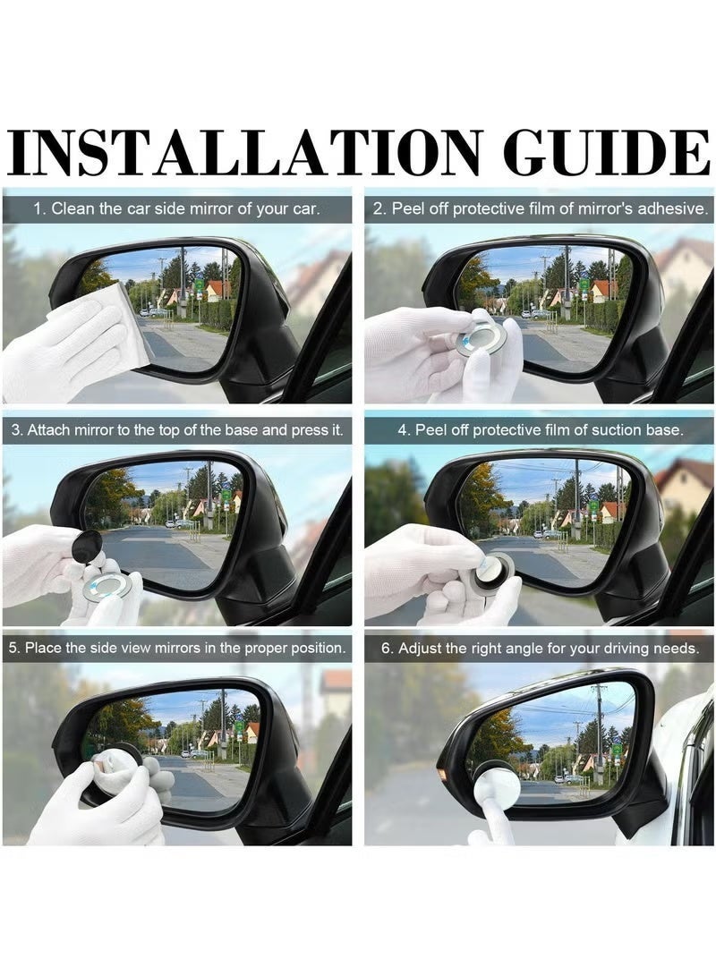 2 Pcs Car Blind Spot Mirrors，Blind Spot Mirror,Small Round Convex Adjustable 360° Rotation Wide Angle Rear View for All Vehicles Universal Car, 2" Round HD Glass Frameless Convex Rear View Mirrors Exterior Accessories with Wide Angle Adjustable Stick - Image 4