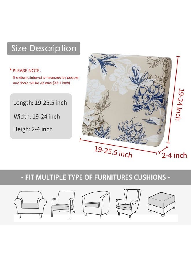 FORCHEER Ourdoor Cushion Covers 20X20 Waterproof Set of 2 Floral Printed Stretch Patio Chair Cushino Covers for Rattan Patio Furniture Replacement - Image 3