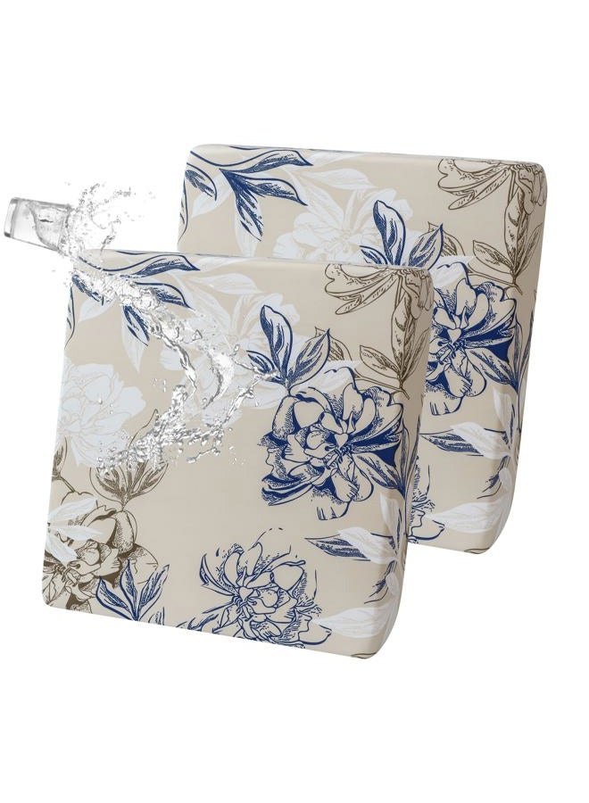 FORCHEER Ourdoor Cushion Covers 20X20 Waterproof Set of 2 Floral Printed Stretch Patio Chair Cushino Covers for Rattan Patio Furniture Replacement - Image 1