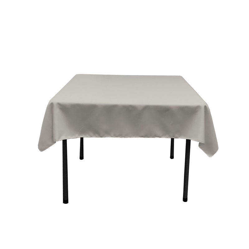 LA Linen Polyester Poplin Washable Square Tablecloth Stain and Wrinkle Resistant Square Table Cover 52x52 Fabric Table Cloth Square for Dining Kitchen Party Holiday 52 by 52Inch Gray Light
