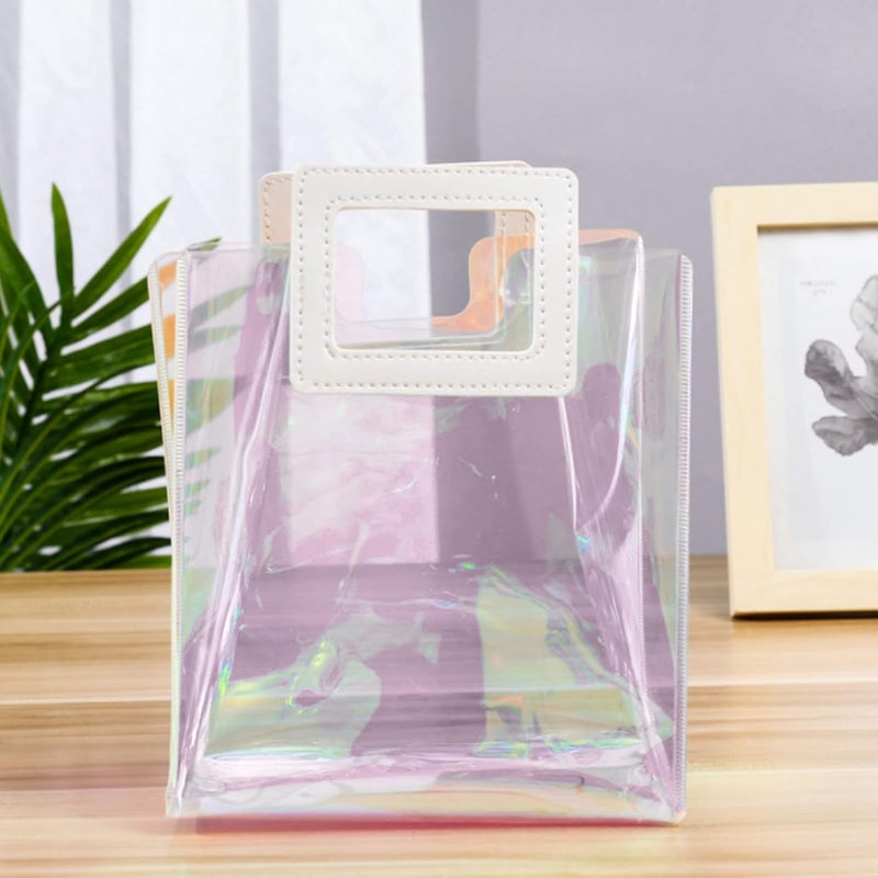 cheekyglo Clear Tote Bag, 4 Pcs Iridescent Handbag Fashion PVC Travel Clear Bag Large Capacity Holographic Bags Colorful Purses Bag Great for Work, School, Sports Games and Travel for Summer - Image 4