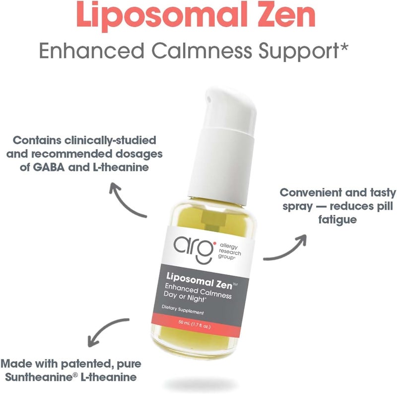 Allergy Research Group Liposomal Zen  LTheanine Liquid Supplement GABA Calming Support Sleep Liposomal Day or Night Sunflower Phospholipids FastActing Zen Formula  17 Fl Oz - Image 5