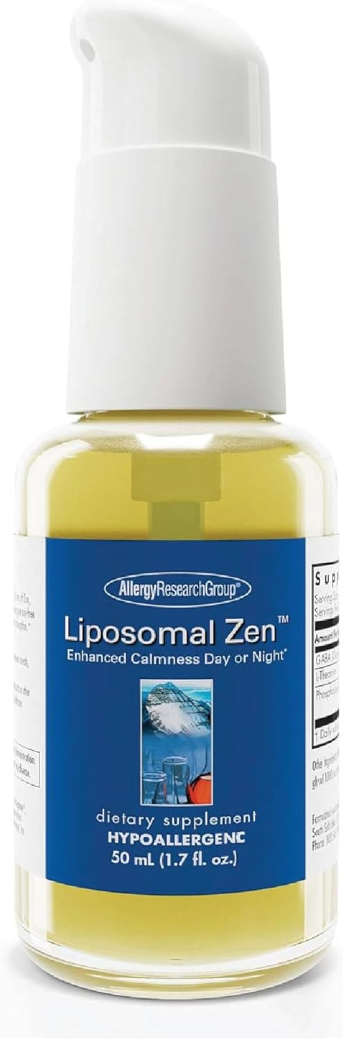 Allergy Research Group Liposomal Zen  LTheanine Liquid Supplement GABA Calming Support Sleep Liposomal Day or Night Sunflower Phospholipids FastActing Zen Formula  17 Fl Oz - Image 1