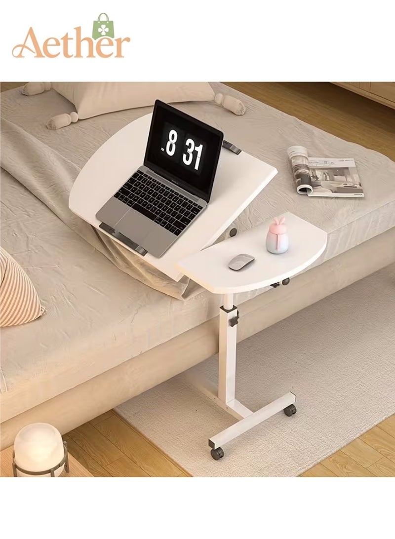 AETHER Height-Adjustable Bedside Table with Rolling Casters, Foldable Flip-Top Portable Desk, Space-Saving Design for Home, Office, Sofa Side & Dorm Use - Image 2