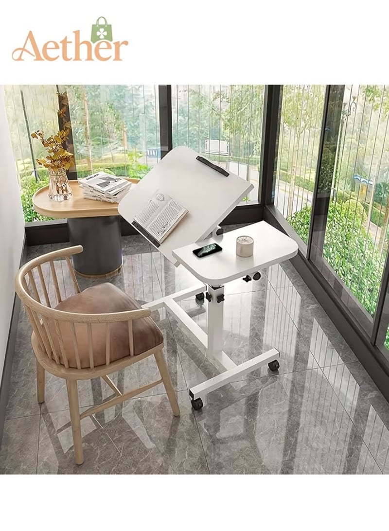 AETHER Height-Adjustable Bedside Table with Rolling Casters, Foldable Flip-Top Portable Desk, Space-Saving Design for Home, Office, Sofa Side & Dorm Use - Image 4