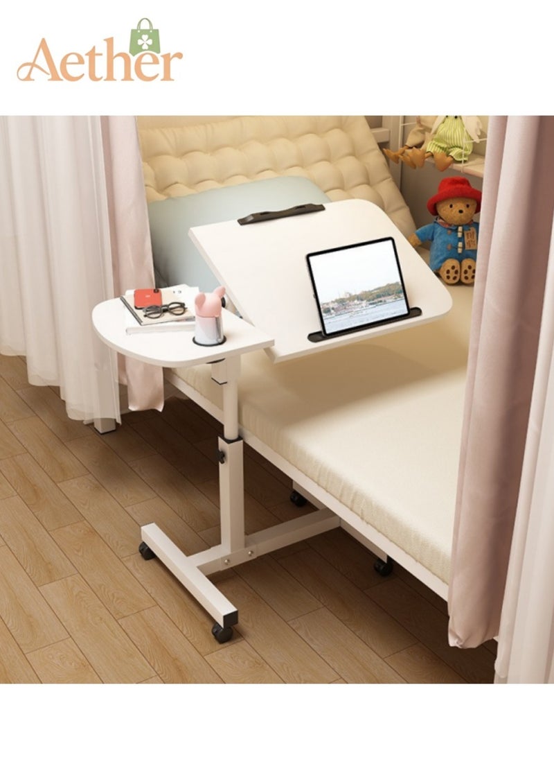AETHER Height-Adjustable Bedside Table with Rolling Casters, Foldable Flip-Top Portable Desk, Space-Saving Design for Home, Office, Sofa Side & Dorm Use - Image 1