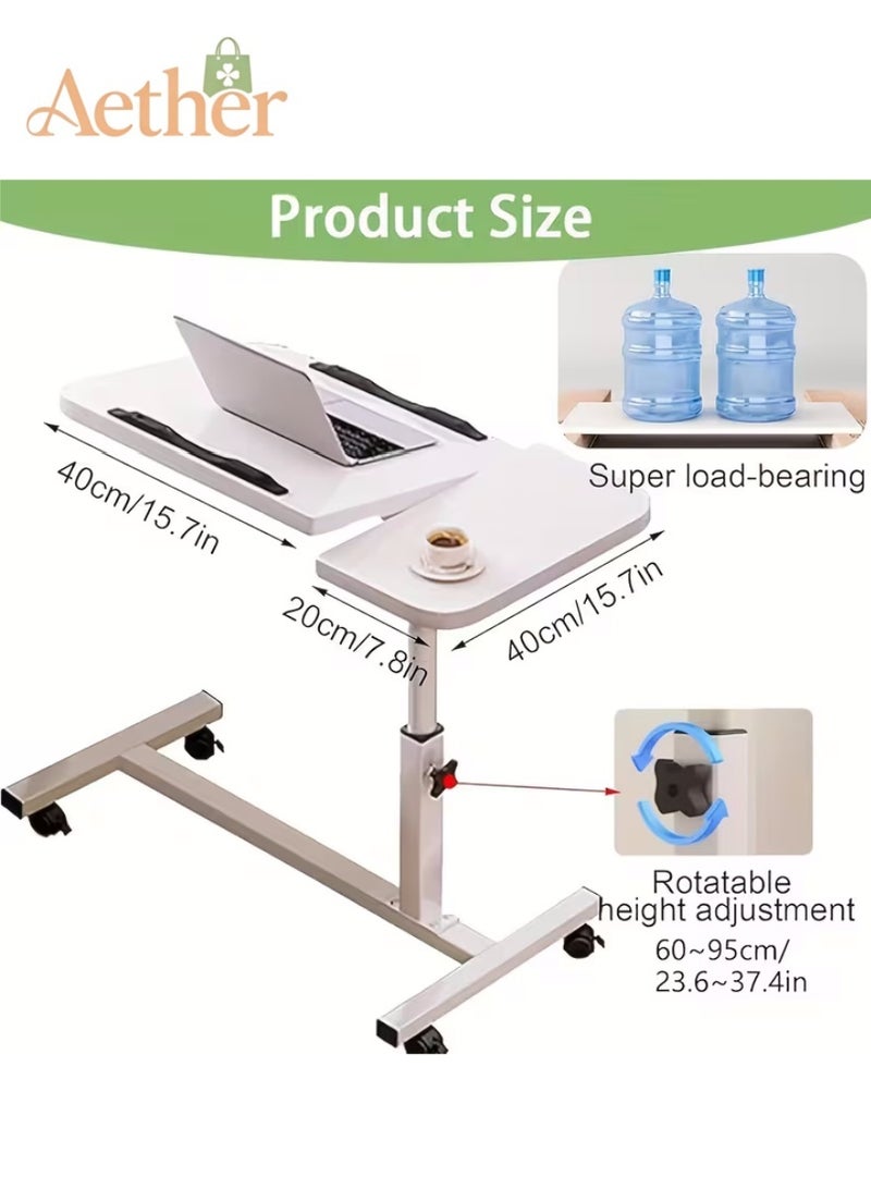 AETHER Height-Adjustable Bedside Table with Rolling Casters, Foldable Flip-Top Portable Desk, Space-Saving Design for Home, Office, Sofa Side & Dorm Use - Image 5
