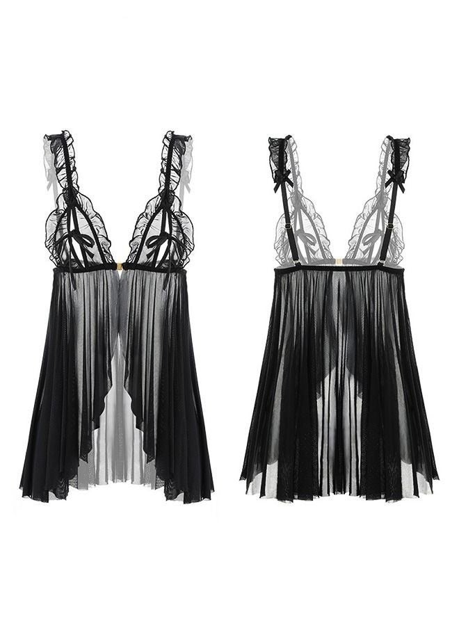 NIBEMINENT Lace Mesh Nightgowns with Panty Pajamas Set for Women - Image 1