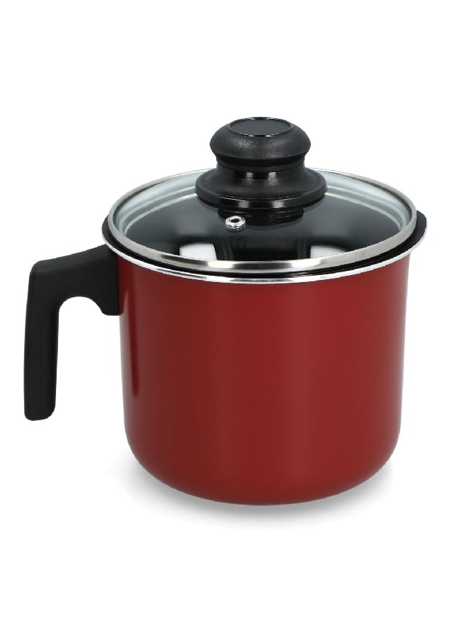 PARFAIT Durable Aluminium Non-Stick Milk Pot with Lid Red and Black 12.5 x 14 x 14 cm HMSP-03-R - Image 1
