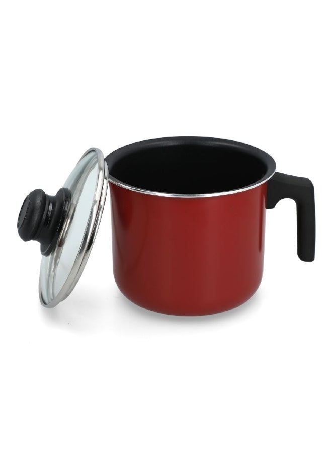 PARFAIT Durable Aluminium Non-Stick Milk Pot with Lid Red and Black 12.5 x 14 x 14 cm HMSP-03-R - Image 3
