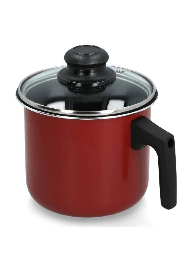 PARFAIT Durable Aluminium Non-Stick Milk Pot with Lid Red and Black 12.5 x 14 x 14 cm HMSP-03-R